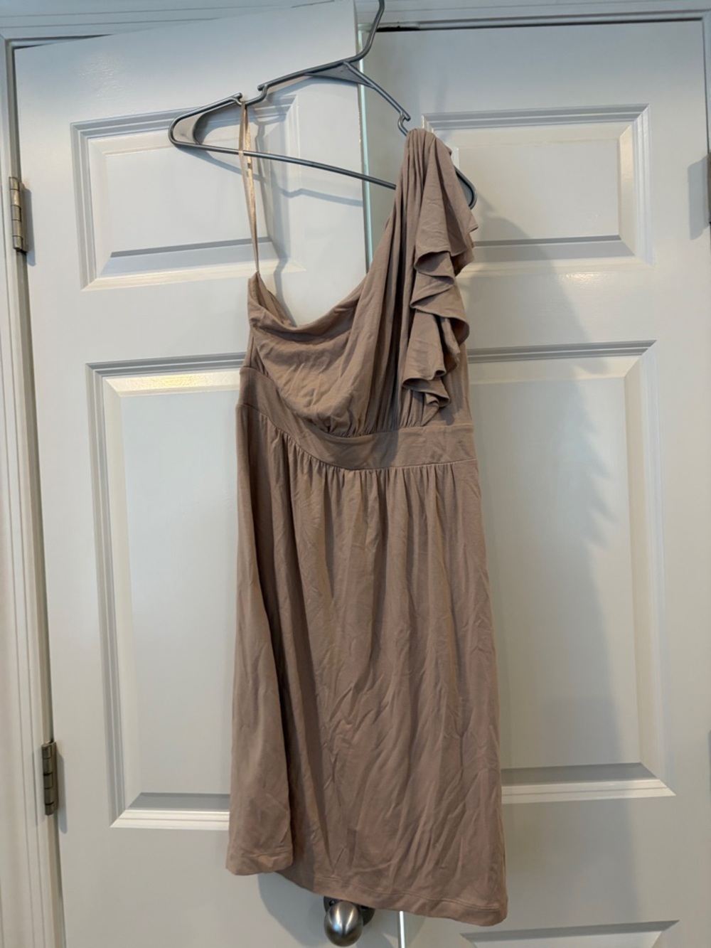 One-Shoulder Ruffle Women's Dress - Taupe